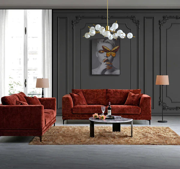 Aluxo Lenox Sofa Range in Rust Velvet